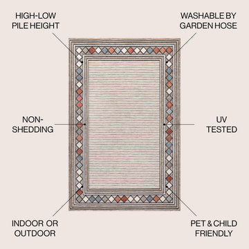 Sebastian High-low Modern Diamond Border Indoor/Outdoor Area Rug